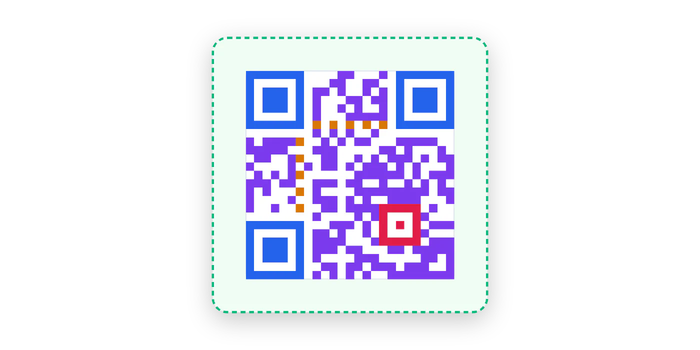 Technical diagram of a QR code on a coordinate grid illustrating modules, versions, and functional zones